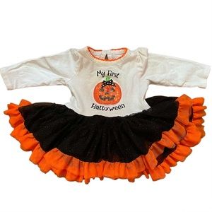 “My First Halloween” 0-3 Months Baby Girls Pumpkin Tutu Dress 🎃🖤